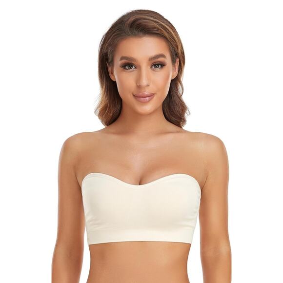Lusait Womens Strapless Bra Non-Slip Silicone Padded Bandeau Bra Wireless Large - Picture 1 of 6